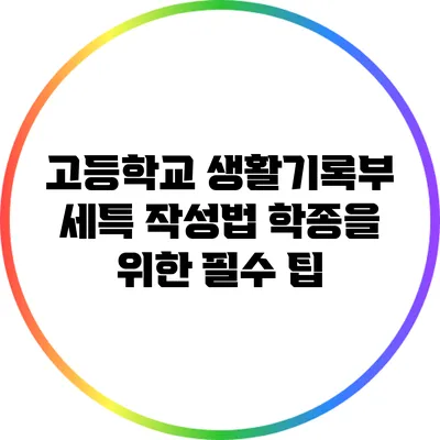 고등학교 생활기록부 세특 작성법: 학종을 위한 필수 팁