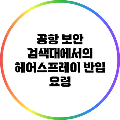 공항 보안 검색대에서의 헤어스프레이 반입 요령