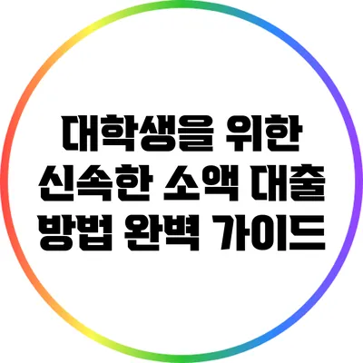 대학생을 위한 신속한 소액 대출 방법 완벽 가이드