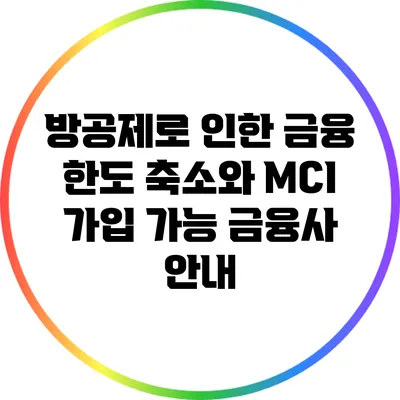 방공제로 인한 금융 한도 축소와 MCI 가입 가능 금융사 안내