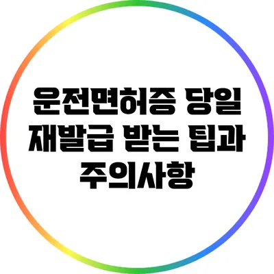 운전면허증 당일 재발급 받는 팁과 주의사항