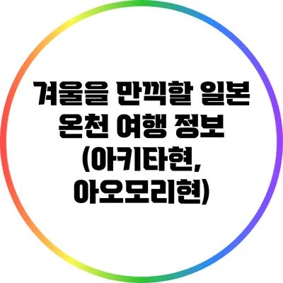 겨울을 만끽할 일본 온천 여행 정보 (아키타현, 아오모리현)