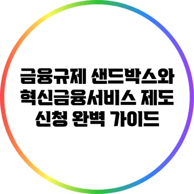 금융규제 샌드박스와 혁신금융서비스 제도 신청 완벽 가이드