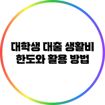 대학생 대출 생활비: 한도와 활용 방법