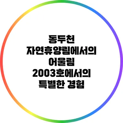 동두천 자연휴양림에서의 어울림 2003호에서의 특별한 경험