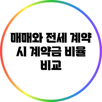매매와 전세 계약 시 계약금 비율 비교