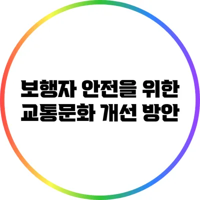 보행자 안전을 위한 교통문화 개선 방안