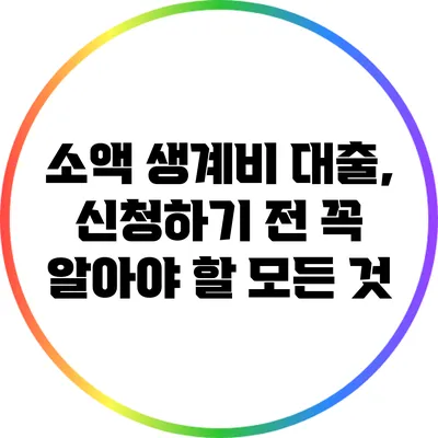 소액 생계비 대출, 신청하기 전 꼭 알아야 할 모든 것