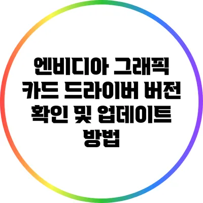 엔비디아 그래픽 카드 드라이버 버전 확인 및 업데이트 방법