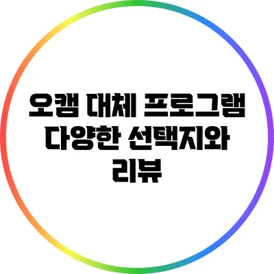 오캠 대체 프로그램: 다양한 선택지와 리뷰