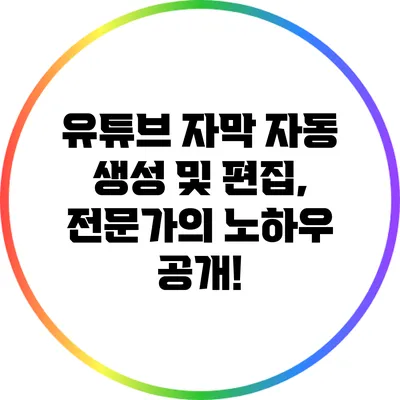 유튜브 자막 자동 생성 및 편집, 전문가의 노하우 공개!