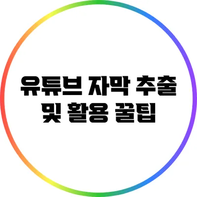 유튜브 자막 추출 및 활용 꿀팁
