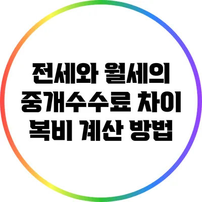 전세와 월세의 중개수수료 차이: 복비 계산 방법
