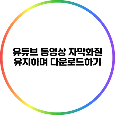 유튜브 동영상 자막화질 유지하며 다운로드하기
