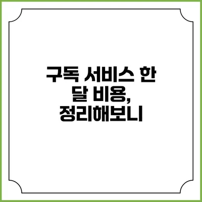구독 서비스 한 달 비용, 정리해보니