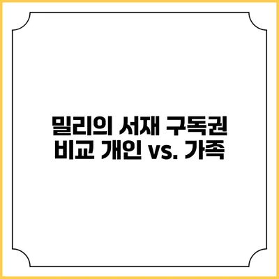 밀리의 서재 구독권 비교 개인 vs. 가족