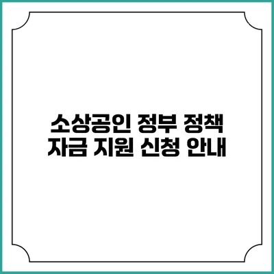 소상공인 정부 정책 자금 지원 신청 안내