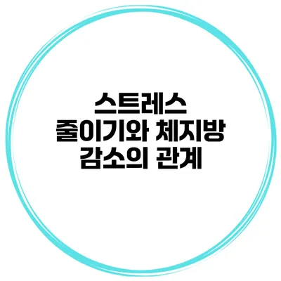스트레스 줄이기와 체지방 감소의 관계