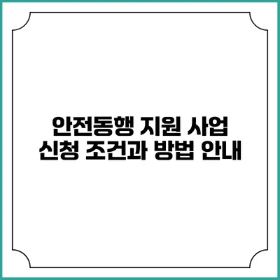 안전동행 지원 사업 신청 조건과 방법 안내