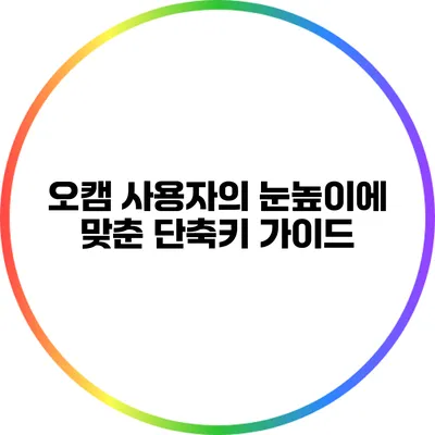 오캠 사용자의 눈높이에 맞춘 단축키 가이드