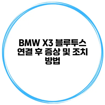 BMW X3 블루투스 연결 후 증상 및 조치 방법