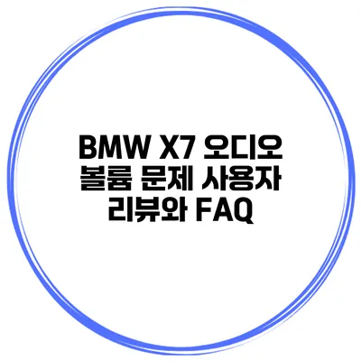 BMW X7 오디오 볼륨 문제 사용자 리뷰와 FAQ