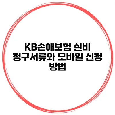 KB손해보험 실비 청구서류와 모바일 신청 방법