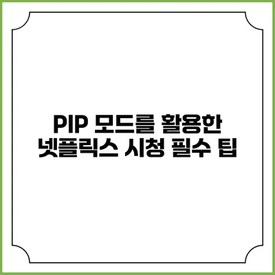 PIP 모드를 활용한 넷플릭스 시청 필수 팁