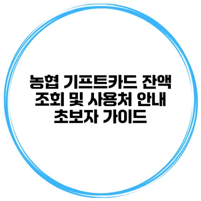 농협 기프트카드 잔액 조회 및 사용처 안내 초보자 가이드