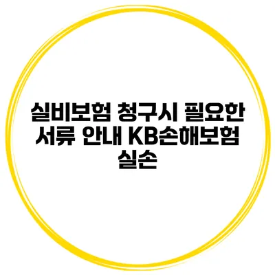 실비보험 청구시 필요한 서류 안내 KB손해보험 실손
