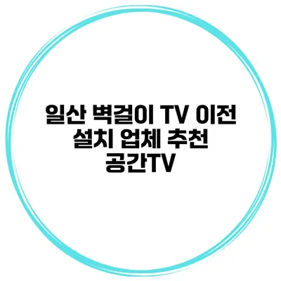 일산 벽걸이 TV 이전 설치 업체 추천 공간TV