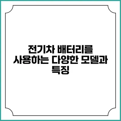 전기차 배터리를 사용하는 다양한 모델과 특징