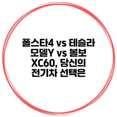 폴스타4 vs 테슬라 모델Y vs 볼보 XC60, 당신의 전기차 선택은?